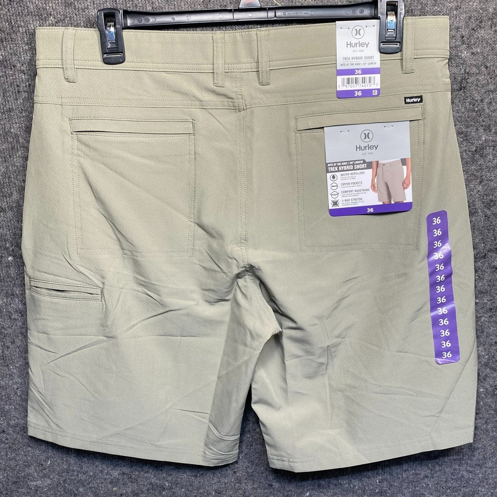 Hurley Men's Trek Hybrid Short Size 36 Khaki NEW 20'' Length 4 Way Stretch